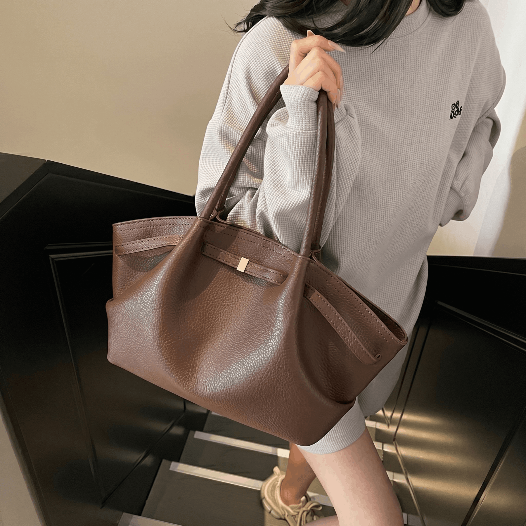 Dail - Luxury Lychee Grain Tote Bag - Timefield