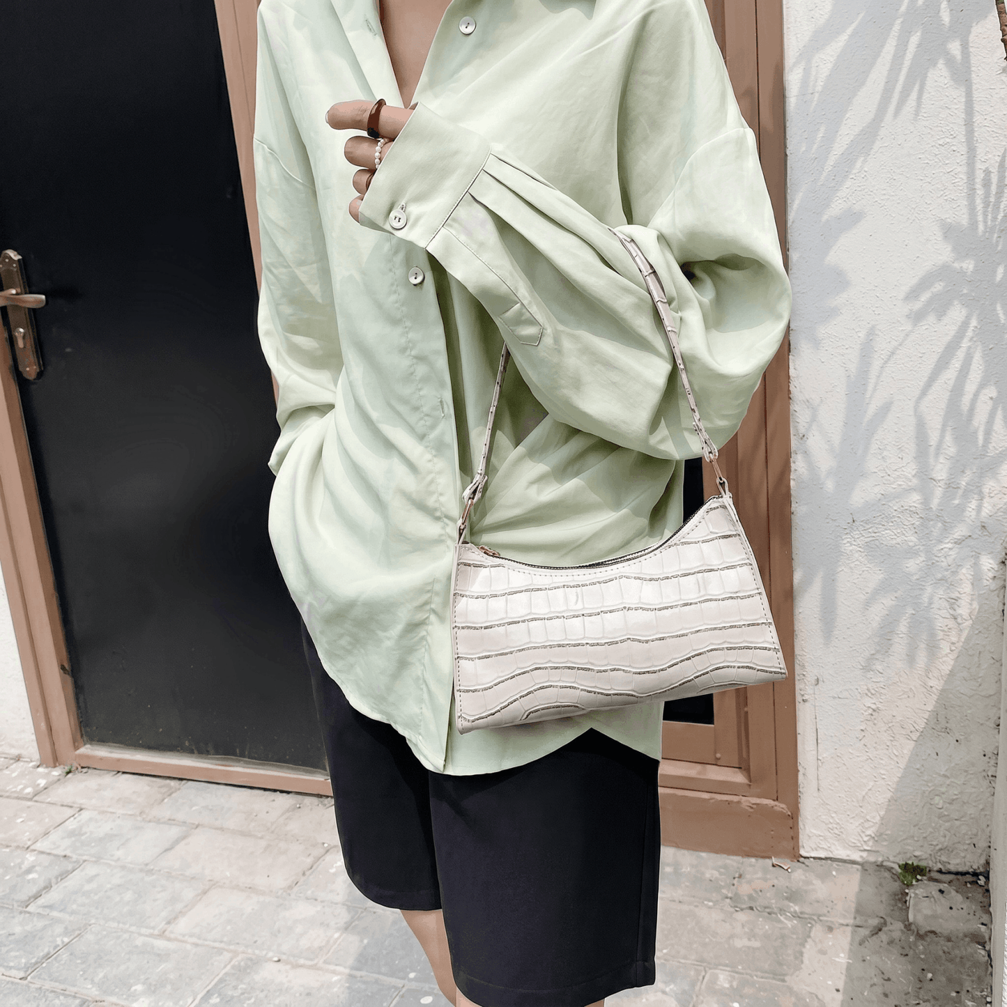 Porset - Crocodile Pattern Shoulder Bag - Timefield
