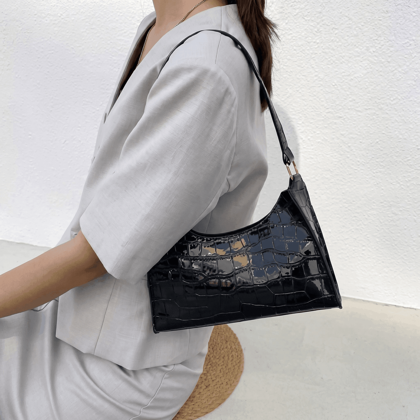 Porset - Crocodile Pattern Shoulder Bag - Timefield